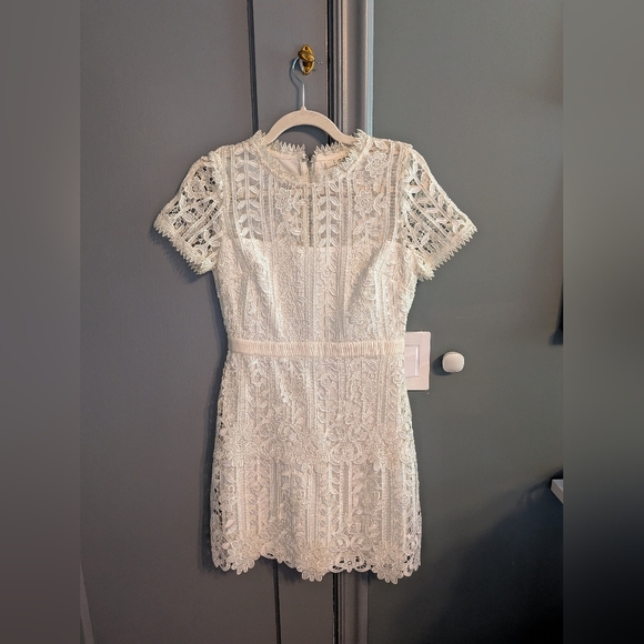 B Sharp White Lace Mini Dress - Size L - Picture 1 of 5